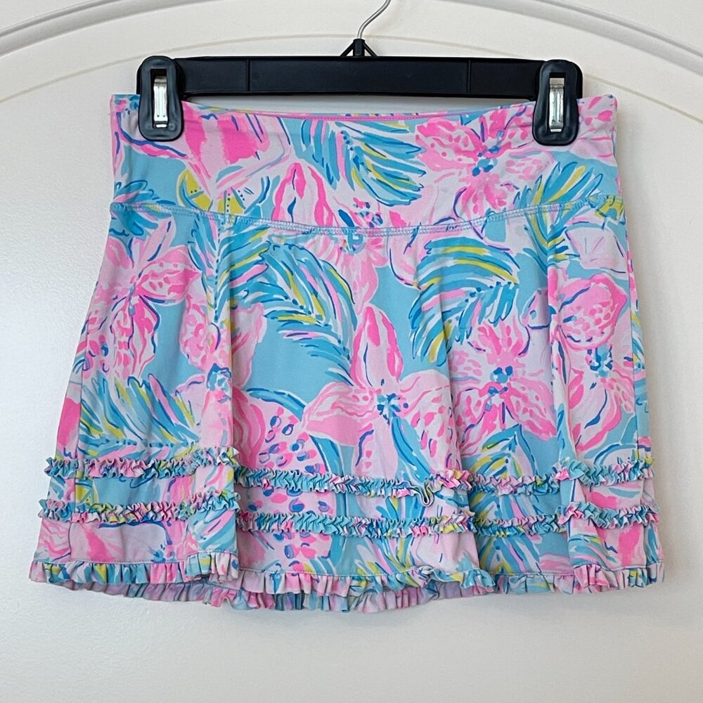 Lilly Pulitzer Luxletic XS Skort Fiona Blue Ibiza Gimme The Juice Skirt Shorts - Picture 2 of 6